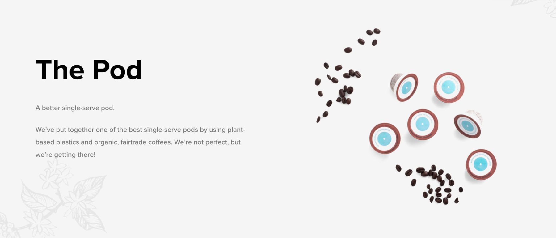 screenshot showing how One Coffee talks about their pods