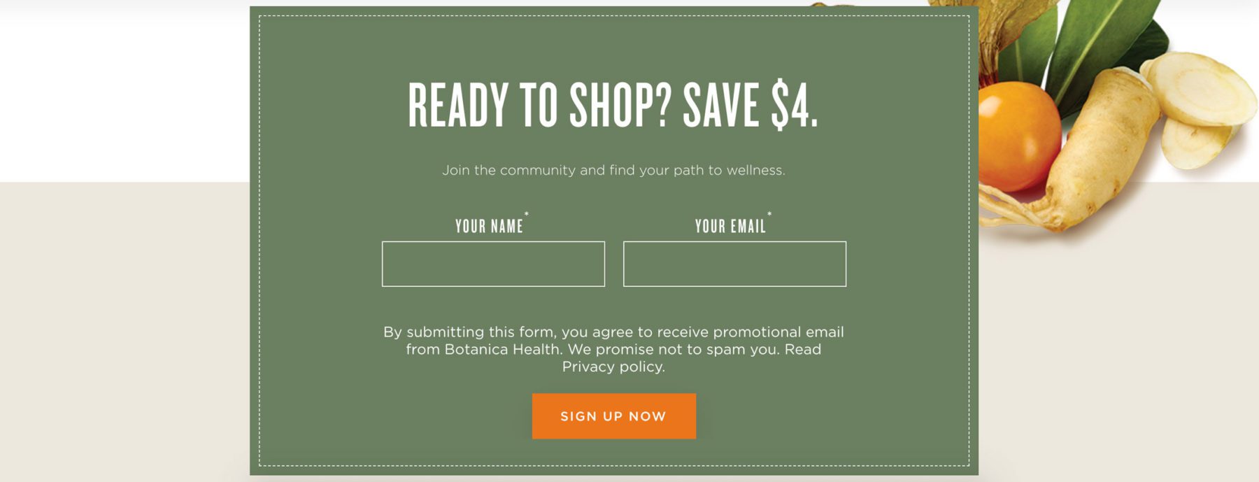 screenshot showing Botanica's where to buy page with a coupon