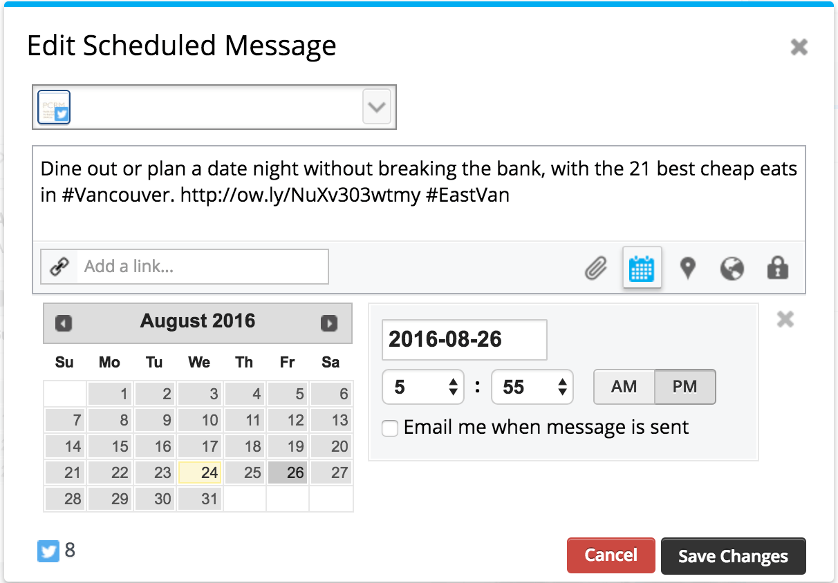 Social Media Scheduling Tool - Hootsuite edit scheduled post