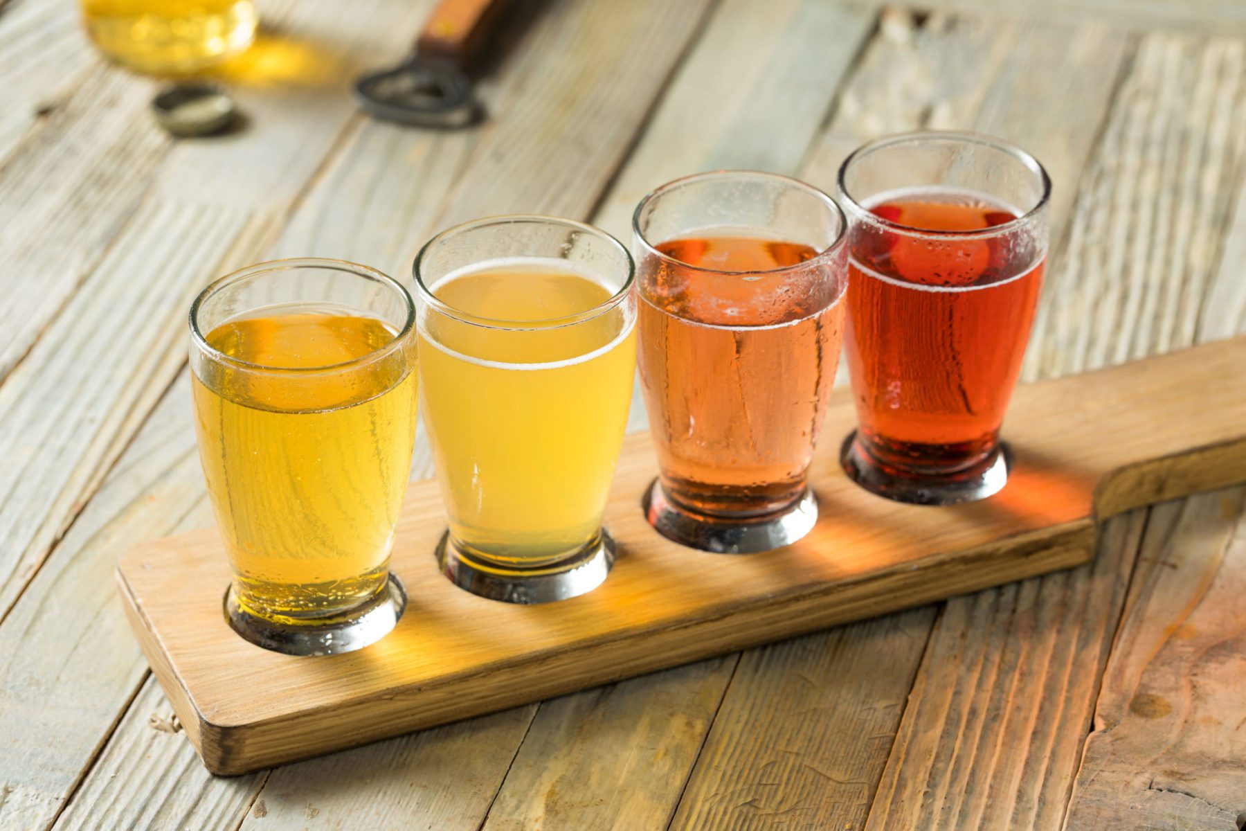 photo of a flight of craft ciders