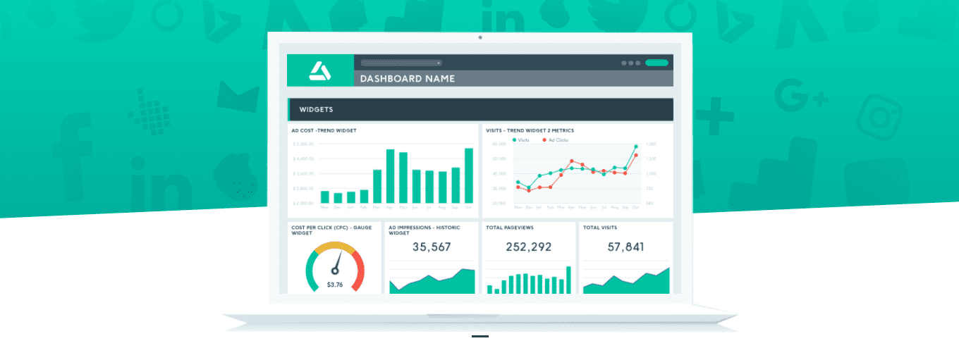 screenshot showing an example of the dashthis dashboards for marketing