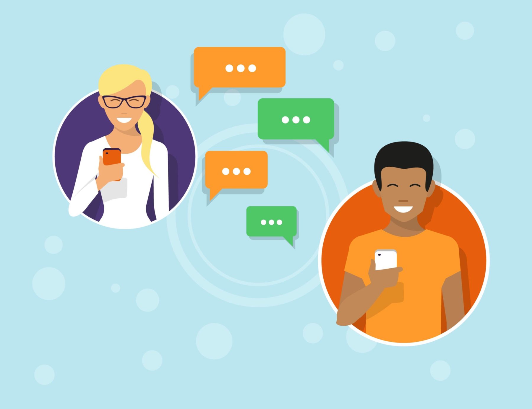 illustration showing two people chatting over instant messaging