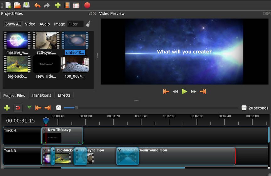 screenshot of the OpenShot video editing interface