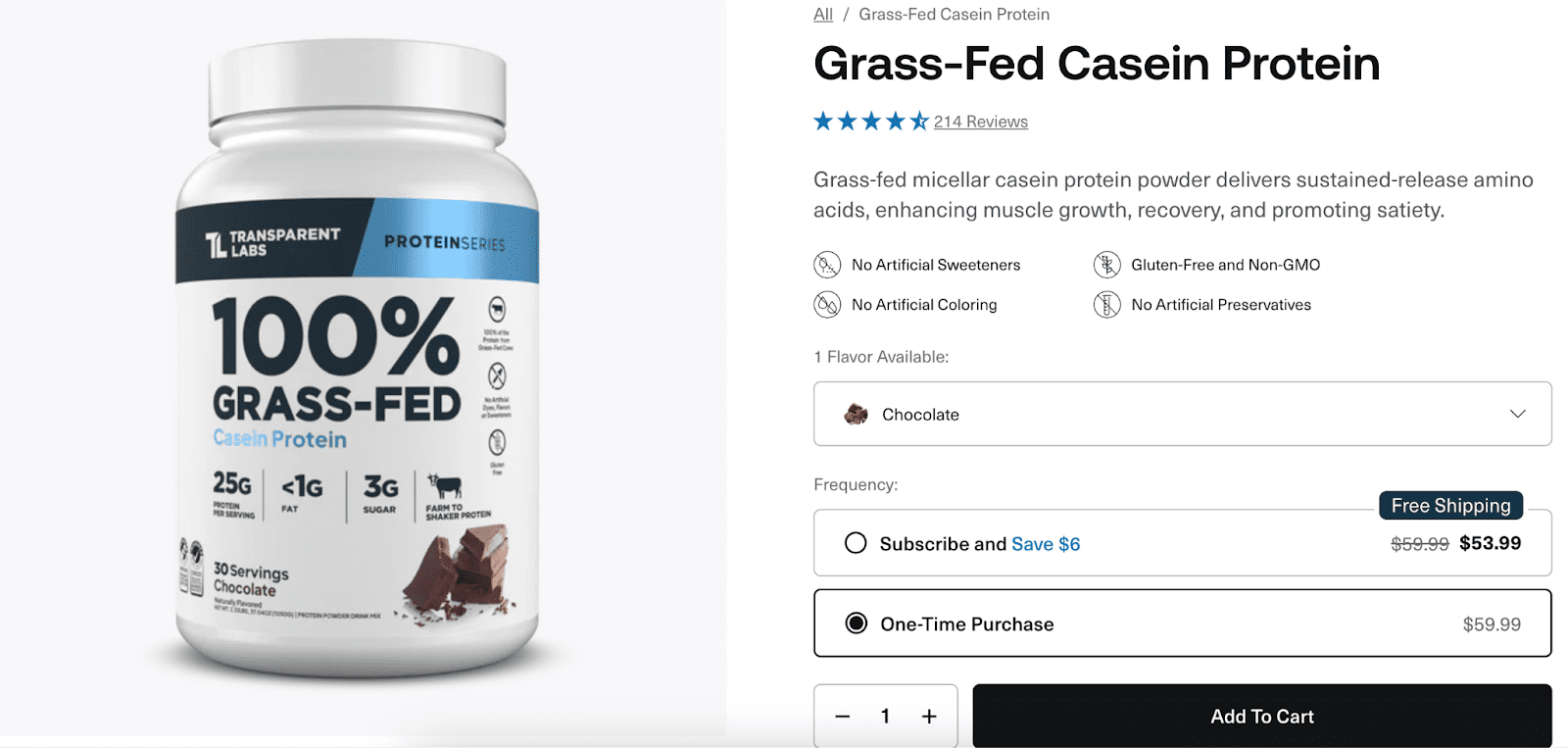 screenshot showing the subscription incentive on the product page